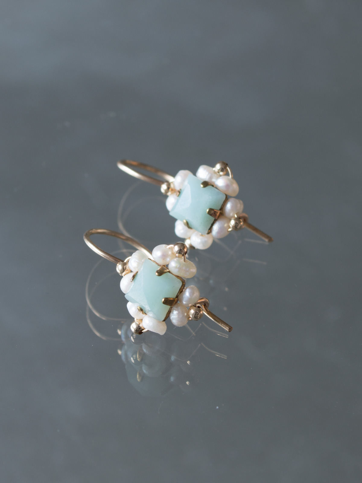 earrings Victoria amazonite, pearls
